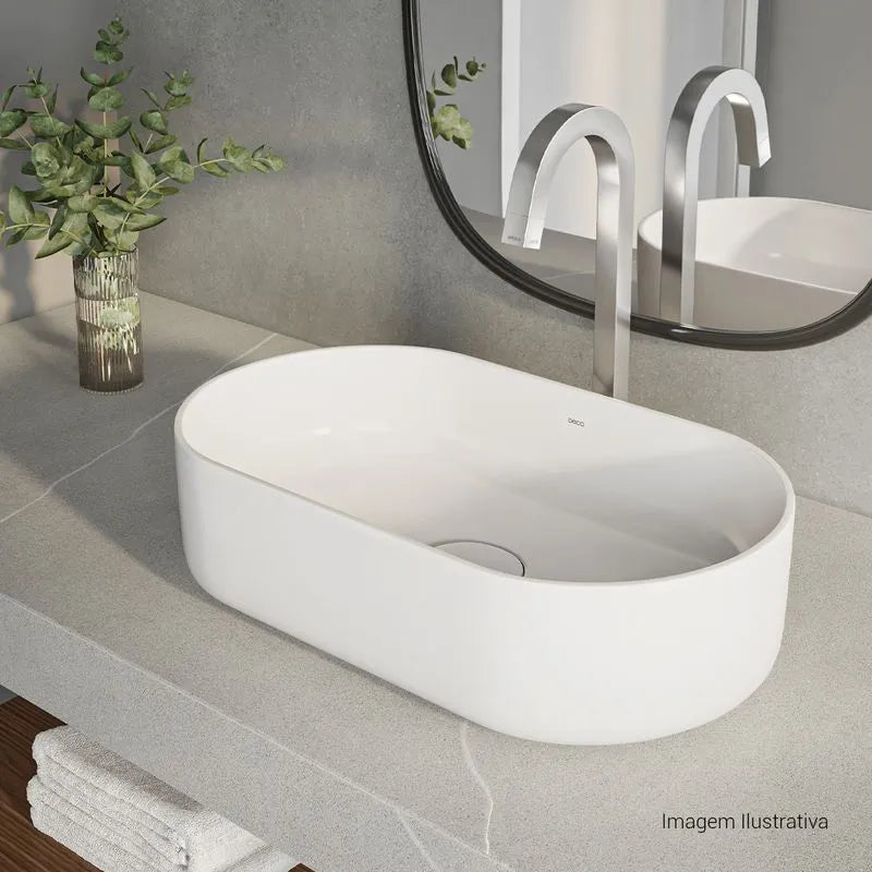 Cuba de Apoio Oval Deca 29,5x50cm Branco Slim