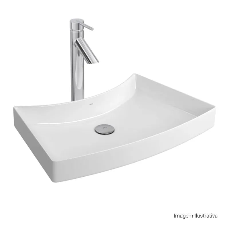 Cuba de Sobrepor com Mesa Posterior Deca 39x60,5cm Branco Linha L